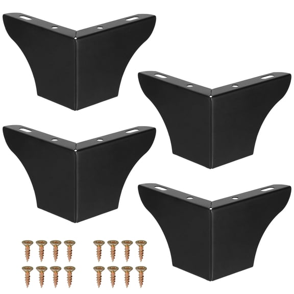 4 Pcs Black Metal Furniture Legs,Adjustable Cabinet & Dresser Feet with Screws,Heavy Duty Replacement Legs for Easy DIY Installation