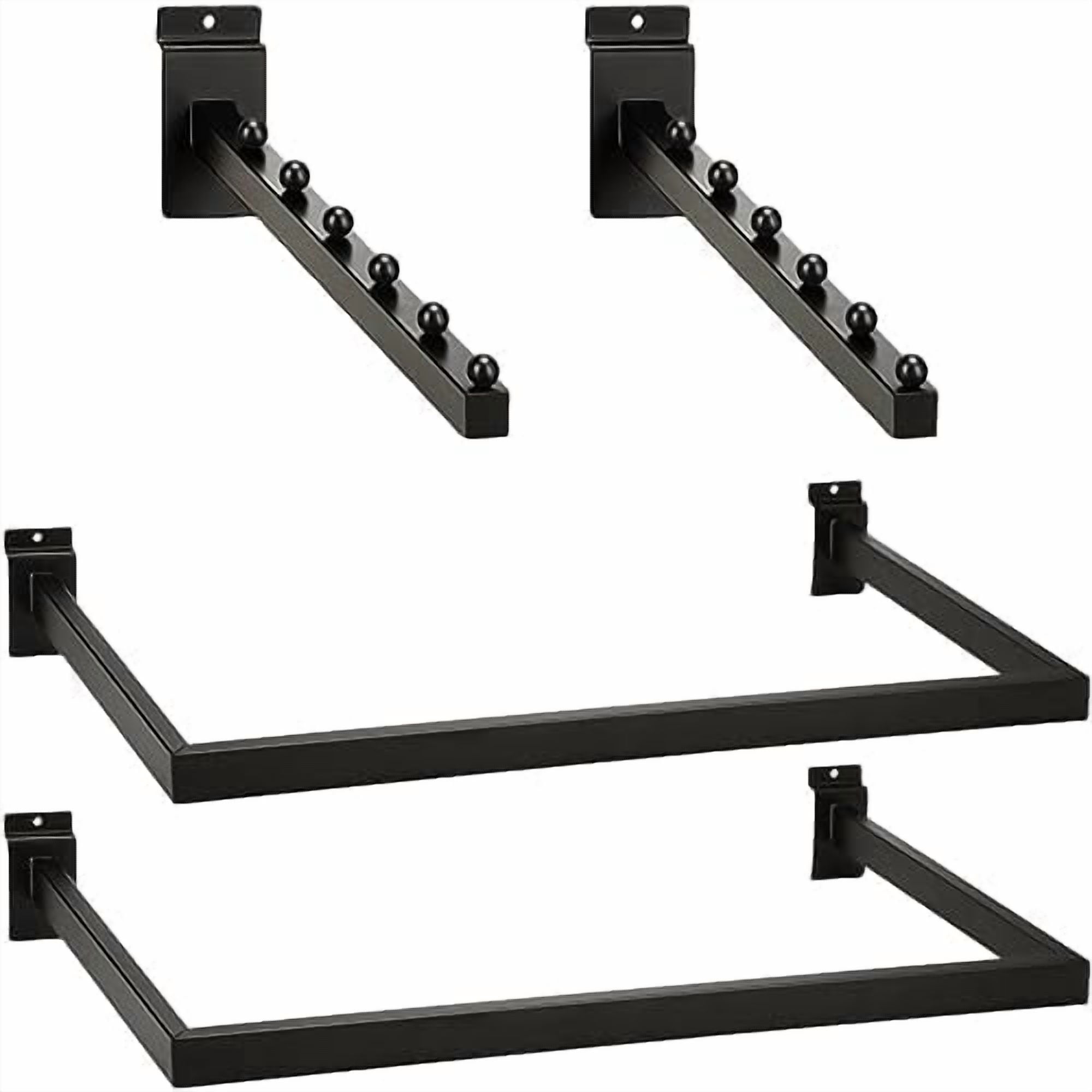 4 Pcs Black Metal Slatwall Hooks Accessories Including 2 Pack U Shaped ...