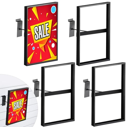 4 Pcs Black Rectangular Faceout Sign Holders for Slatwall Gridwall Holds 9.5" W x 11.8" H Large Slatwall Information Price Holders for Retail Store Supermarket Boutiques Display$$Other