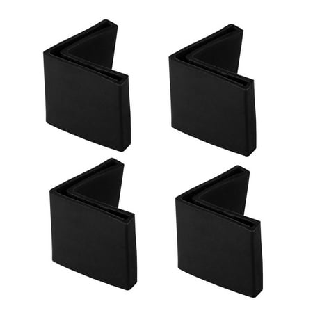 4 Pcs Black Soft PVC Angle Iron Foot L Shaped Edge Leg Cover 25mm x 25mm