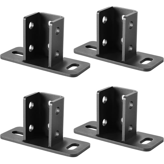 4 Pcs Black U Post Base for 1-5/8 Strut Channel, Q235B Steel | Crossmember Mounted.