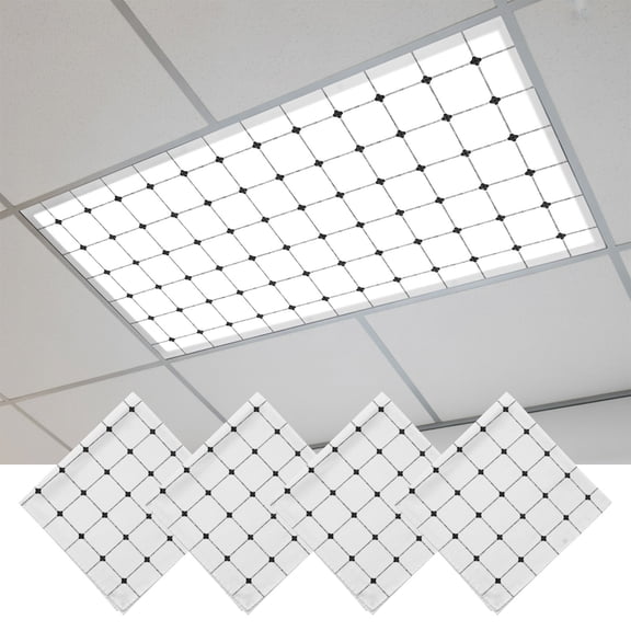 4 Pcs Black White Checkered Fluorescent Light Covers Modern Minimalist Geometric Grid Lines Plaid Magnetic Light Covers for Ceiling Lights 4 x 2 ft Drop Ceiling Lights Cover Shade for Office, Home