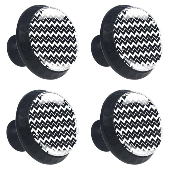 4 Pcs Black and White Stripes Knobs for Kitchen Cabinet Cupboard Dresser Bookcase Drawer Pulls Handles Round Home Decor