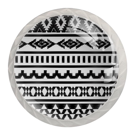 4 Pcs Black and White Tribal Knobs for Kitchen Cabinet Cupboard Dresser Bookcase Drawer Pulls Handles Round Home Decor