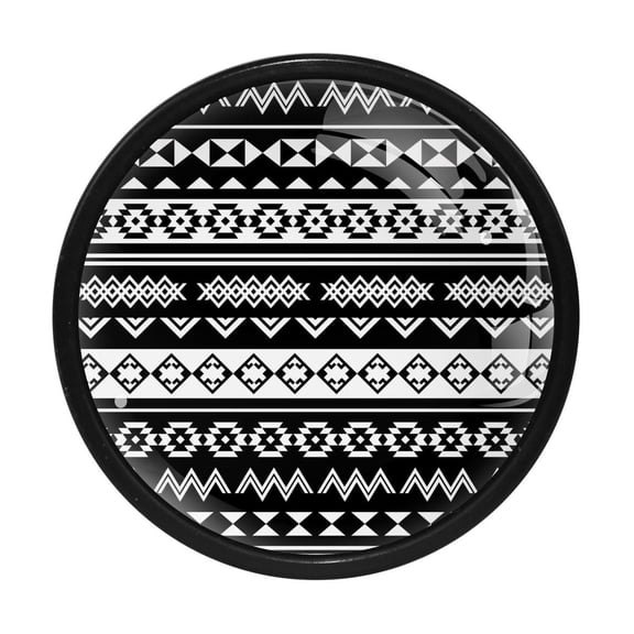 4 Pcs Black and White Tribal Knobs for Kitchen Cabinet Cupboard Dresser Bookcase Drawer Pulls Handles Round Home Decor