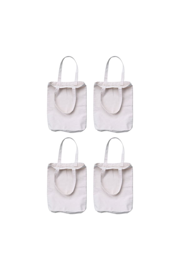 STRANDCHIC 4Pcs Blank Canvas Tote Bag White Lightweight Tote Bag for DIY Painting