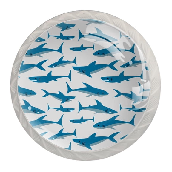 4 Pcs Blue Fish Knobs for Kitchen Cabinet Cupboard Dresser Bookcase Drawer Pulls Handles Round Home Decor