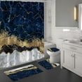 thumbnail image 1 of 4 Pcs  Blue Marble [Bathroom] Sets with Modern Shower] [Curtain] and [Rug]s and Accessories,  Blue Gold for [Bathroom] Décor, 1 of 14