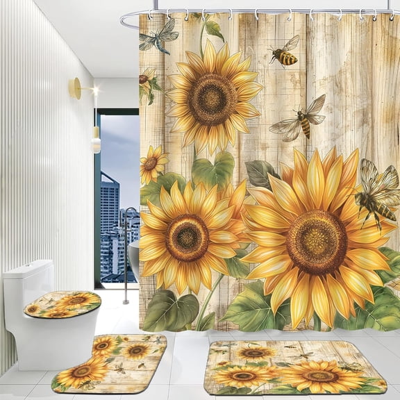 4 Pcs Blue Nautical Octopus Bathroom Set with Waterproof Fabric Shower Curtain set and Non-Slip Rugs Toilet Lid Cover Bath Mat Decor with 12 Hooks(72x72 Inch),Decor Gifts