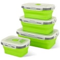 thumbnail image 1 of 4 Pcs Blue Silicone Collapsible Square Food Storage Container Bowls with Lids, Microwave Freezer and Dishwasher Safe, 1 of 6