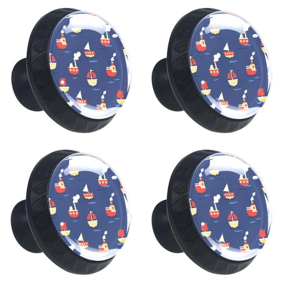 4 Pcs Boats Blue Knobs for Kitchen Cabinet Cupboard Dresser Bookcase Drawer Pulls Handles Round Home Decor