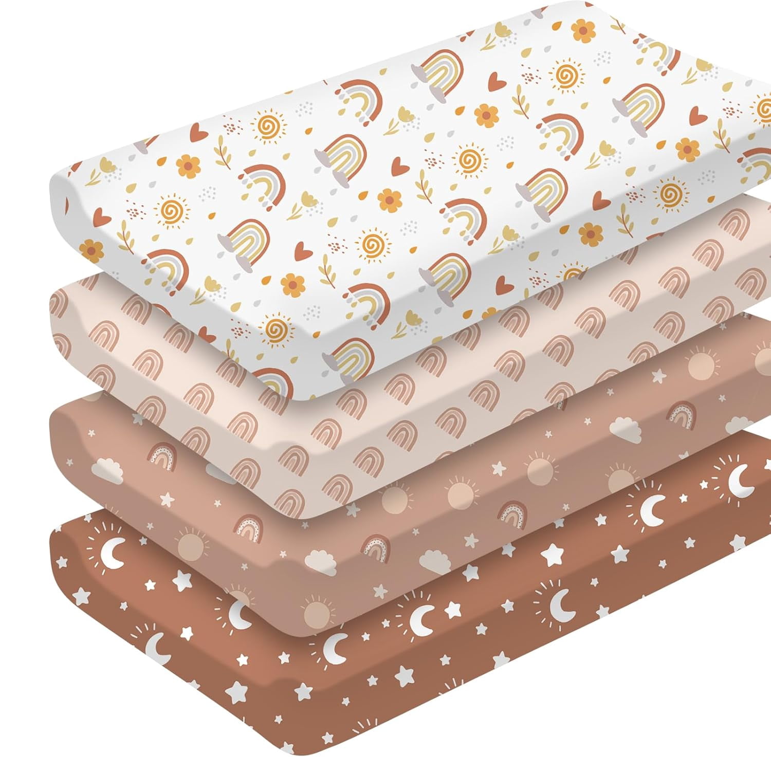 4 Pcs Boho Rainbow Changing Pad Cover 32' 'x 17" Soft Changing Table Pad Covers Wipeable Table Mat Diaper Boho Rainbow Nursery Decor for Baby Girls Boys