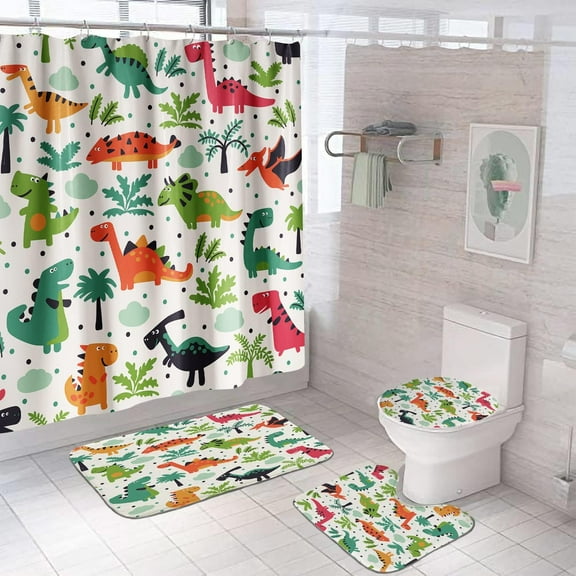 4 Pcs Boho Rainbow Inspirational Quotes Shower Curtain Sets with Non-Slip Rugs, Abstract Motivational Positive Kids Teen Girls Pink Muted Moon Sun Fabric Polyester with 12 Hooks 72 * 72in