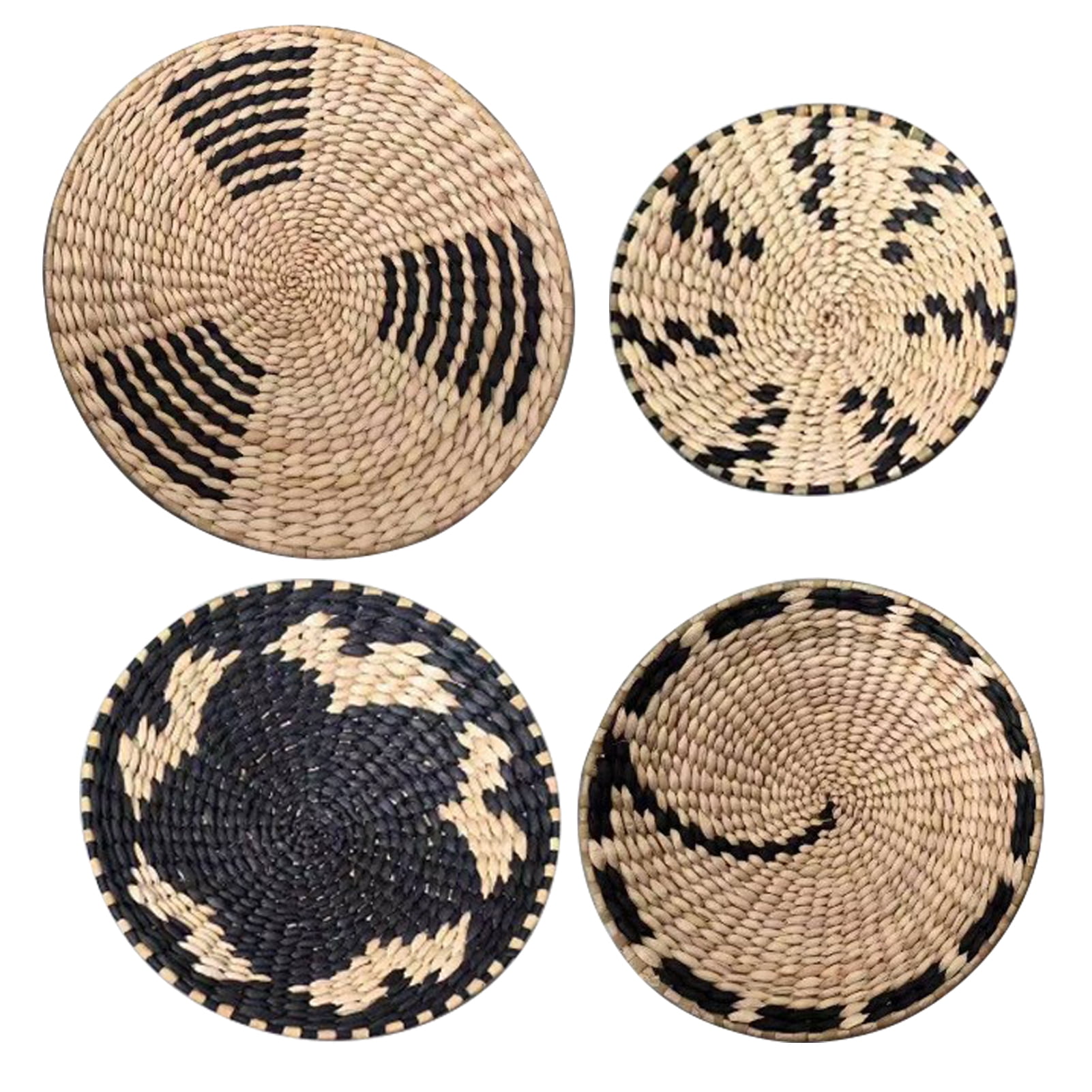 4 Pcs Boho Wall Basket Decor Set Hanging Woven Wall Basket Handmade