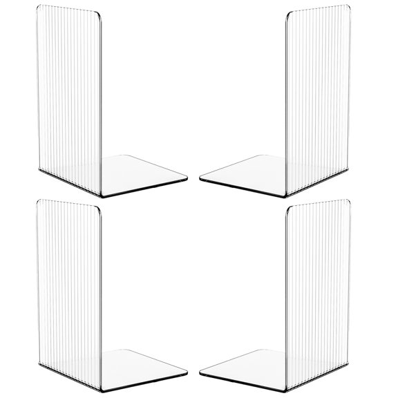 4 Pcs Book End Acrylic Bookends Book Holders Shelf Bookends Support Rack Book Stoppers Decorative Bookends for