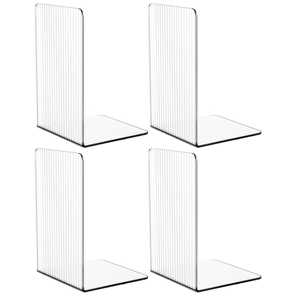 4 Pcs Book End Acrylic Bookends Book Holders Shelf Bookends Support Rack Book Stoppers Decorative Bookends for