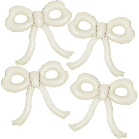 4 Pcs Bow Birthday Decorations Black Bow Balloons Bow Party Decorations Giant Foil Balloon for Girl Women Baby Shower Bridal Engagement Wedding Decor Bachelorette Party Supplies-4 pcsBeige