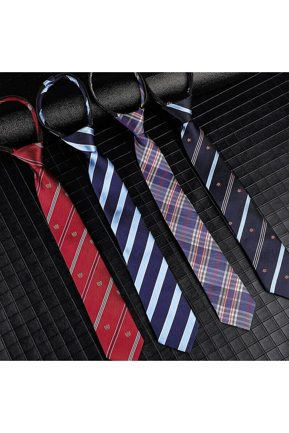 4 Pcs Boy's Necktie Pre Tied Neck Strap Tie Adjustable Kids Ties for Formal Wedding Graduation School Uniforms, assorted colors