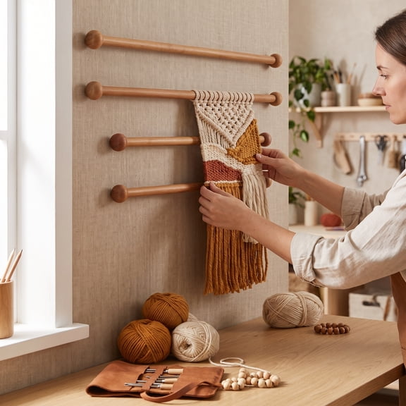 4 Pcs Wooden Hanging Rods for Wall Display, Quilt Hangers, Tapestry Rods, Weaving Item Holders for Home Decor