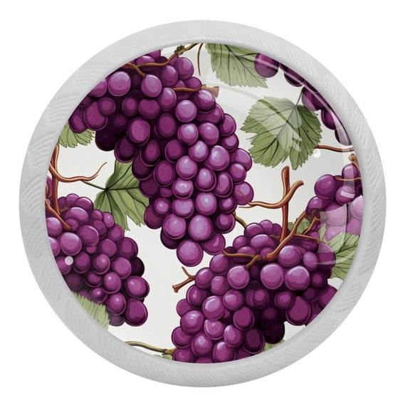 4 Pcs Branches of Grapes Fruits Crystal Glass Drawer Knob Pull Handle Ergonomic 30mm Glow in The Dark Furniture Cabinet Handle for Kitchen Dresser Cupboard Wardrobe