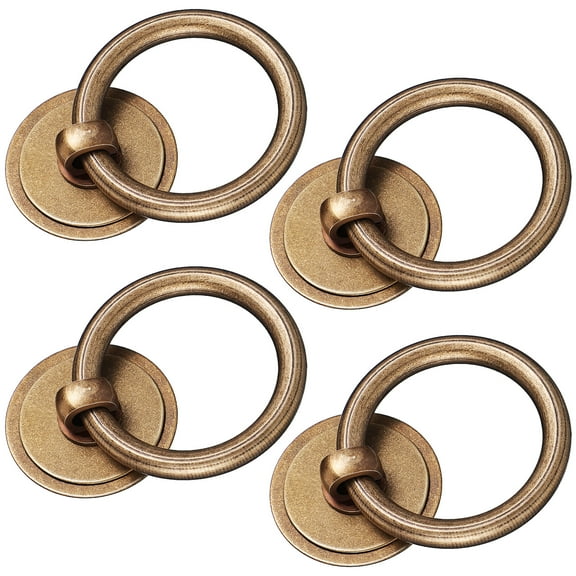 Raindrops Antique Brass Drawer Pulls - 4 Pcs Brass Cabinet Pull Ring Handles Brass Drawer Pulls Dresser Pulls Antique Ring Drawer Pulls For Cabinets Drawers Dressers