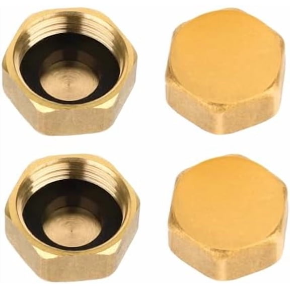 4 Pcs Brass Plug Radiator Valve Caps, 1/2" Brass Blanking Nut Cap, Plumbing Fittings for Washing Machine Radiator Valve Faucets Tap$$Plumbing & HVAC