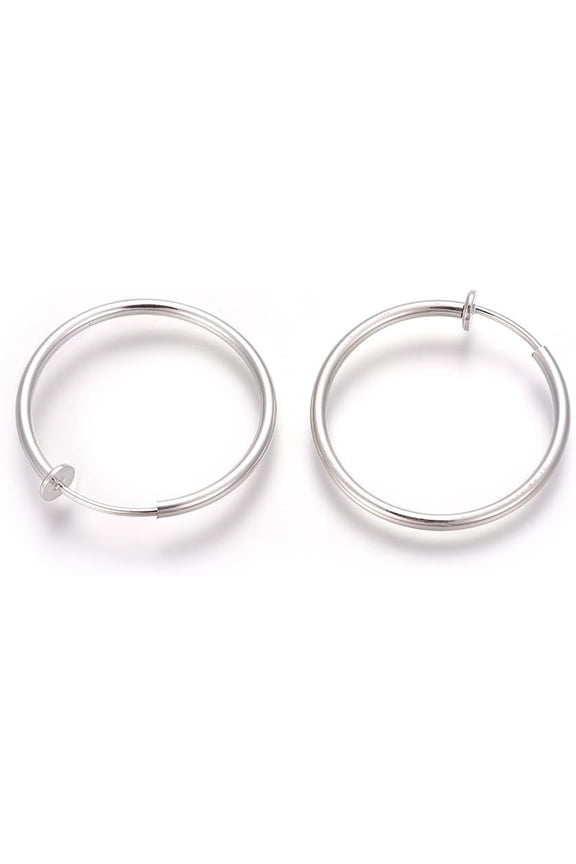 4 Pcs Brass Retractable Clip-on Earrings Non Piercing Spring Hoop Earrings Cartilage Earring