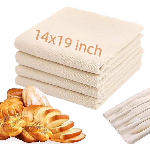 4 Pcs Bread Towels, 14x19 inches Tea Towels for Baking Sourdough Bread Proofing Towel Pastry Cloth for Dough, Baguettes, Loaves, Homemade Bread