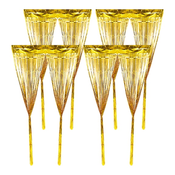 4 Pcs Bright Rain Silk Door Curtain Backdrop for Party Supplies Gold Curtains Ribbon Christmas Decoration Streamer