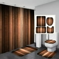 thumbnail image 1 of 4 Pcs Brown Striped Shower Curtain Set Orange Copper Abstract Fall Bathroom Sets with and Rugs Vintage Bronze Decor Glass Texture Curtains Toilet Lid Cover, 1 of 7
