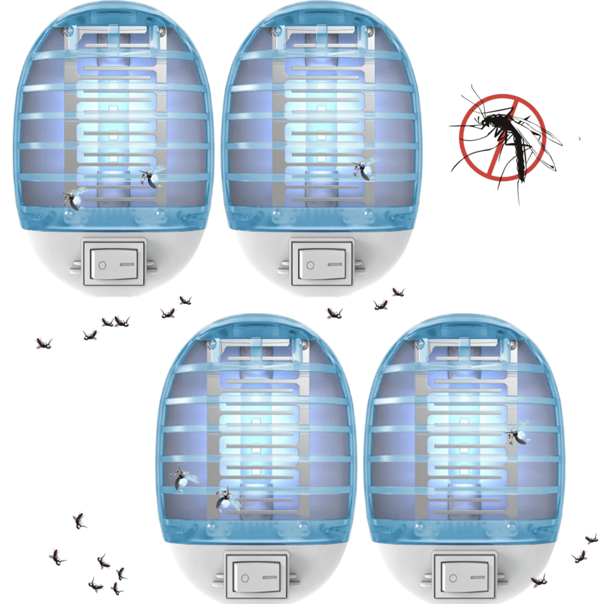Lulu Home 2 Packs Indoor Bug Zapper with Fan, 1500V High Voltage Lighted  Mosquito Lamp Trap, USB Cable Plug-in Electric Insect Killer Catching Moth