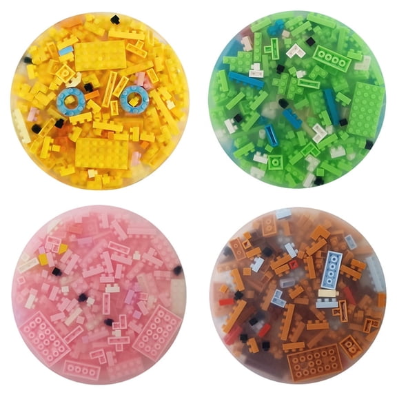 4 Pcs Building Bricks Fidget Pads Set, Adult Sensory Pick Pads for Stress Relief, DIY Mini Blocks Novelty Fidget Toys for Calm & Focus, Age 16+