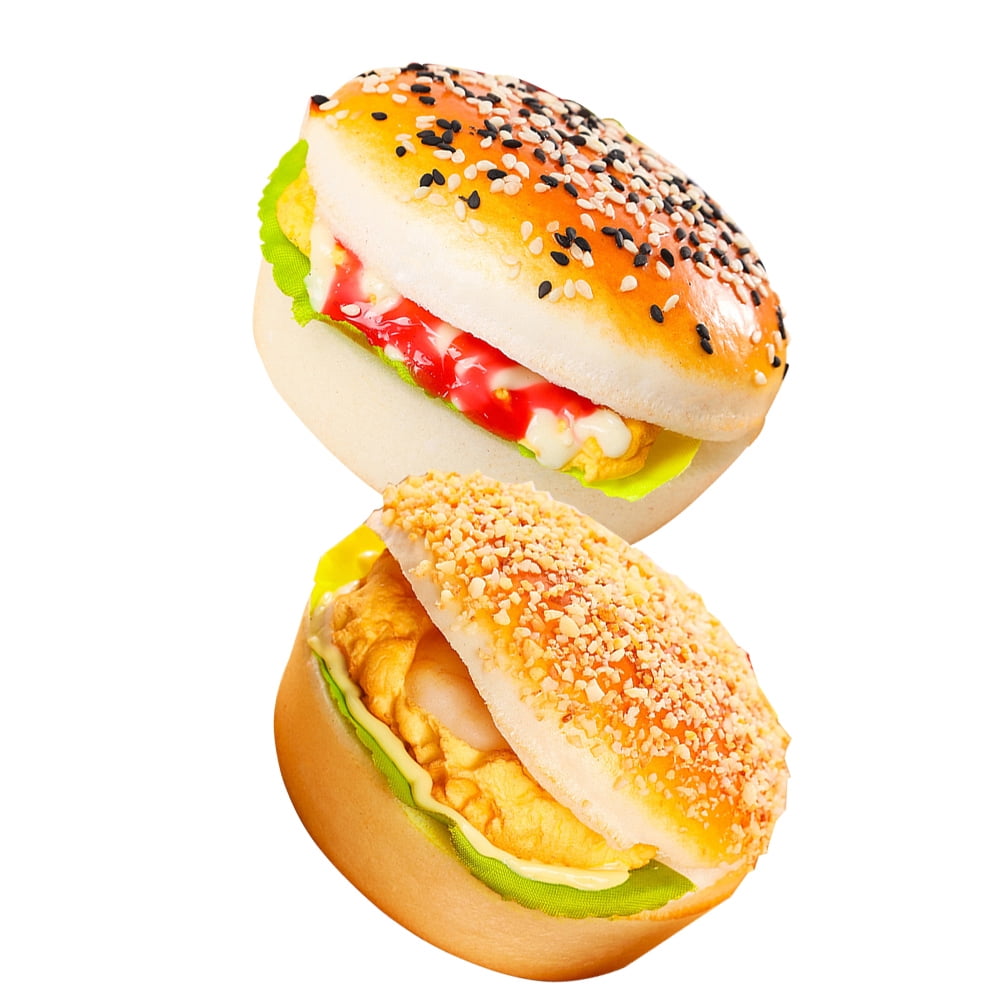 4 Pcs Burgers Models Simulated Food Dummy Fake Hamburger Bread ...