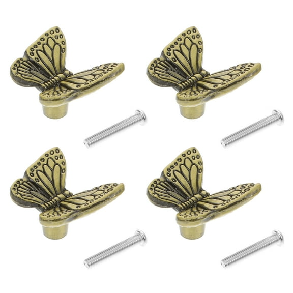 4Pcs Vintage Butterflies Cupboard Door Knobs Decorative Handles