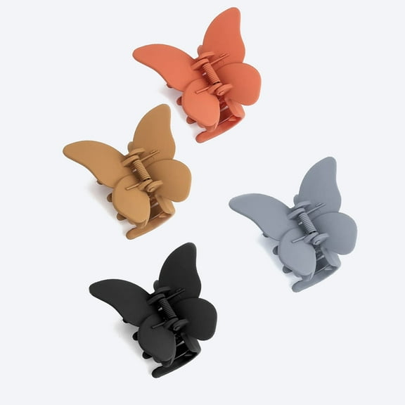 4 Pcs Butterfly Hair Clips Claw Clips for Thick Hair for Hair Small Hair Clips for Women, Ideal Hair Accessory for Girls & Women (Orange Black Gray Coffee)
