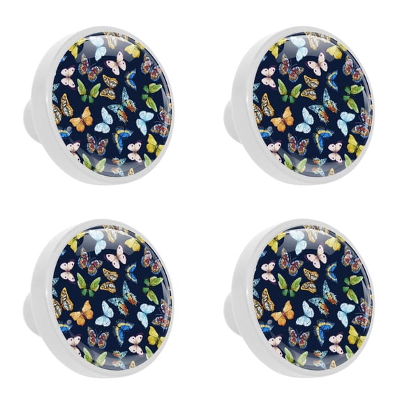 4 Pcs Butterfly Knobs for Kitchen Cabinet Cupboard Dresser Bookcase Drawer Pulls Handles Round Home Decor