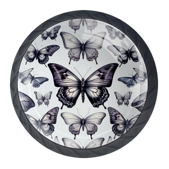 4 Pcs Butterfly Knobs for Kitchen Cabinet Cupboard Dresser Bookcase Drawer Pulls Handles Round Home Decor