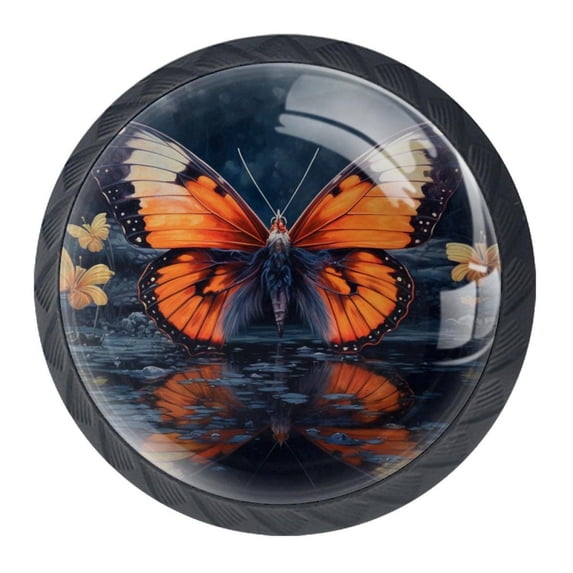 4 Pcs Butterfly Knobs for Kitchen Cabinet Cupboard Dresser Bookcase Drawer Pulls Handles Round Home Decor