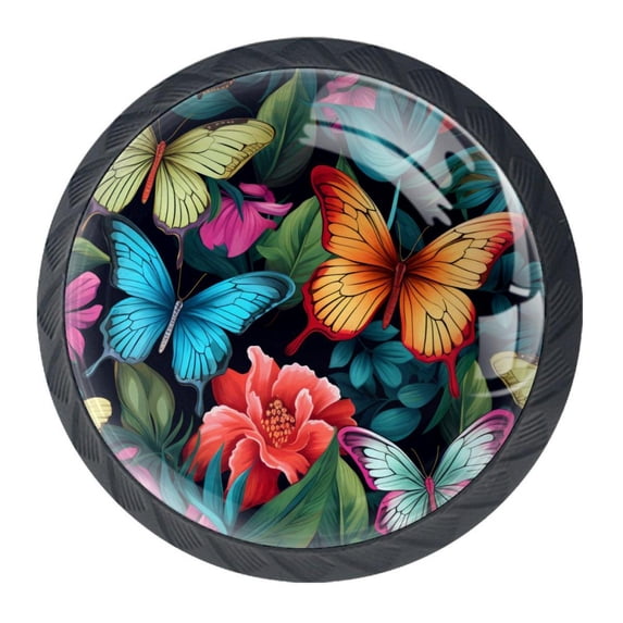 4 Pcs Butterfly Knobs for Kitchen Cabinet Cupboard Dresser Bookcase Drawer Pulls Handles Round Home Decor