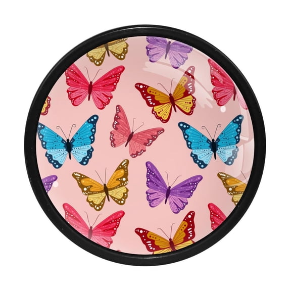 4 Pcs Butterfly Knobs for Kitchen Cabinet Cupboard Dresser Bookcase Drawer Pulls Handles Round Home Decor