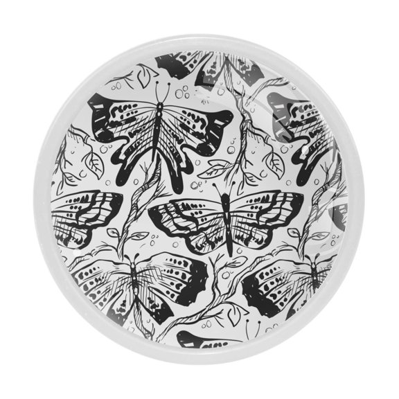 4 Pcs Butterfly Knobs for Kitchen Cabinet Cupboard Dresser Bookcase Drawer Pulls Handles Round Home Decor
