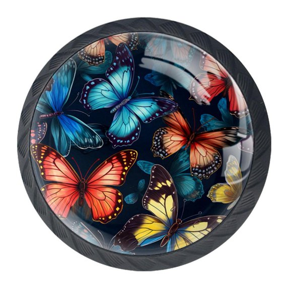 4 Pcs Butterfly Knobs for Kitchen Cabinet Cupboard Dresser Bookcase Drawer Pulls Handles Round Home Decor