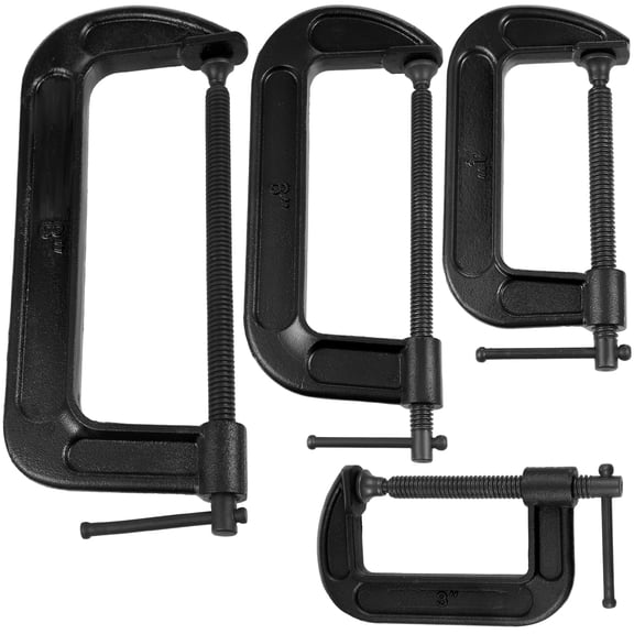4 Pcs C Clamps Set 3'' 4'' 6'' 8'' Small Steel Versatile Heavy Duty Welding Clamps Set Jaw Opening Sliding T Bar Handle for DIY Carpentry Caliper Woodworking Welding Building(Black)
