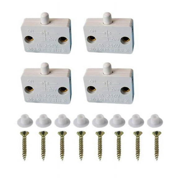 4 Pcs Cabinet Door Switch Cabinet Lamp Switch Drawers Open on Door Applicable to 12V 24V 110V White