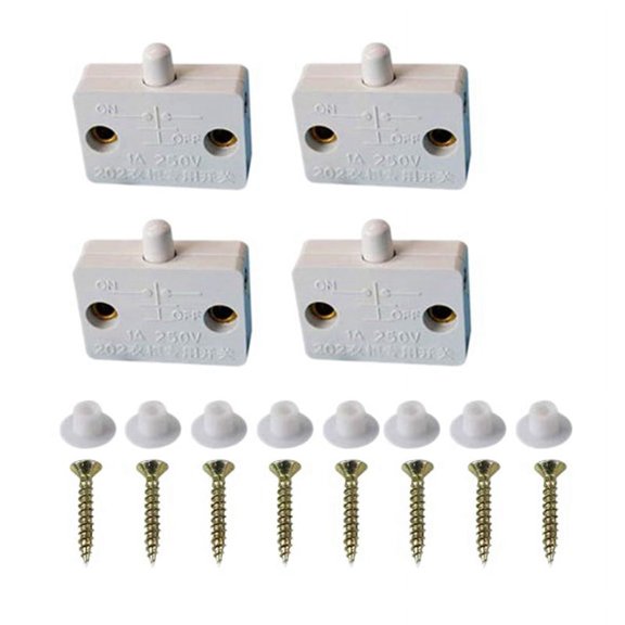 4 Pcs Cabinet Door Switch Lamp Drawers Open on Close Applicable to 12V 24V 110V White