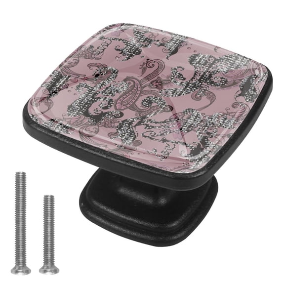 4 Pcs Cabinet Handle Drawer Pulls Abstract Knobs with Screws Square Furniture Office Cabinet Knob Decoration