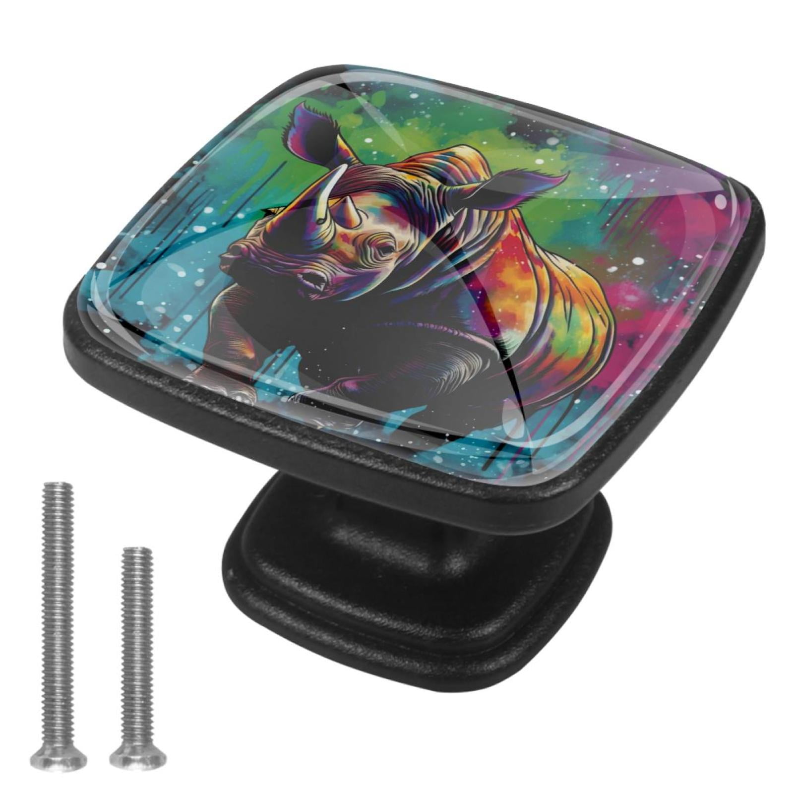 4 Pcs Cabinet Handle Drawer Pulls Abstract Rhinoceros Knobs with Screws ...