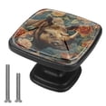 thumbnail image 1 of 4 Pcs Cabinet Handle Drawer Pulls Abstract Rhinoceros Knobs with Screws Square Furniture Office Cabinet Knob Decoration, 1 of 7