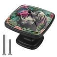 thumbnail image 1 of 4 Pcs Cabinet Handle Drawer Pulls Abstract Rhinoceros Knobs with Screws Square Furniture Office Cabinet Knob Decoration, 1 of 7