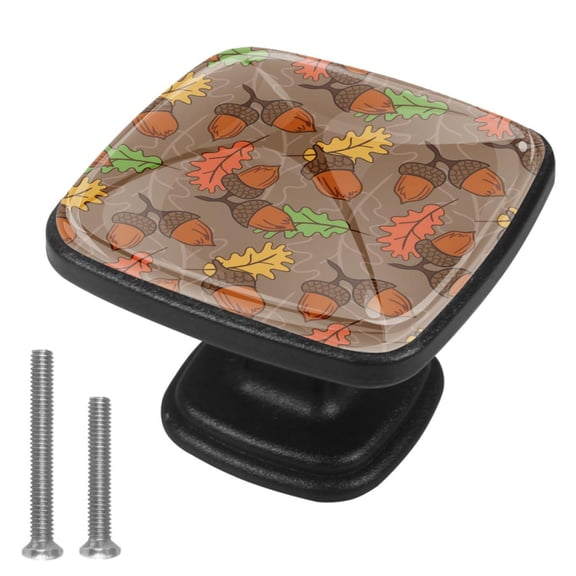 4 Pcs Cabinet Handle Drawer Pulls Acorn Leaf Oak Knobs with Screws Square Furniture Office Cabinet Knob Decoration